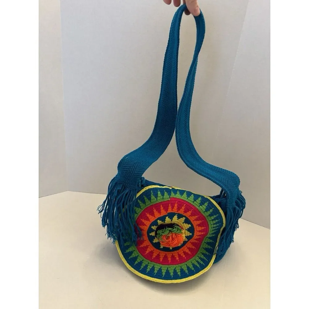 Round Knit‎ Purse Colorful Geometric Mandala Festival